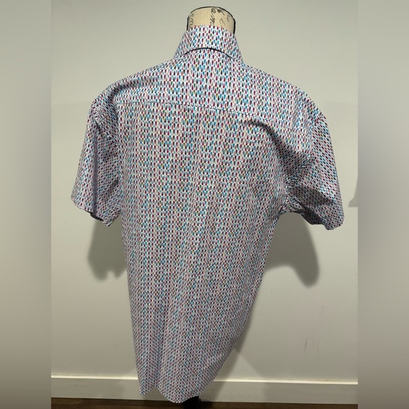 BERTIGO SHORT SLEEVE SHIRT DAIMON Bright Multicolor Pattern Men’s Size Large - Picture 6 of 13